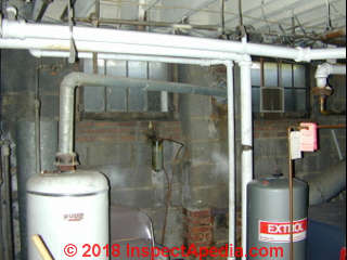 1950's Ruud gas fired water heater (C) Daniel Friedman at InspectApedia.com DC Family Services